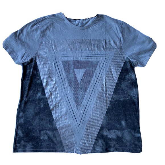 Guess Shirt Sz XXL Gray Metallic All Over Print Casual Cotton Mens Summer Preppy